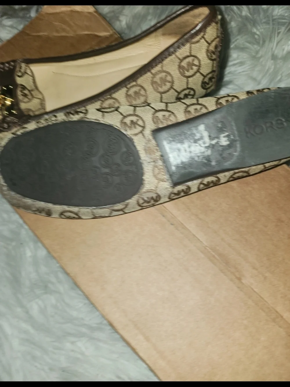 Michael Kors Brown MK Logo Moccasin Flats with Gold Hardware